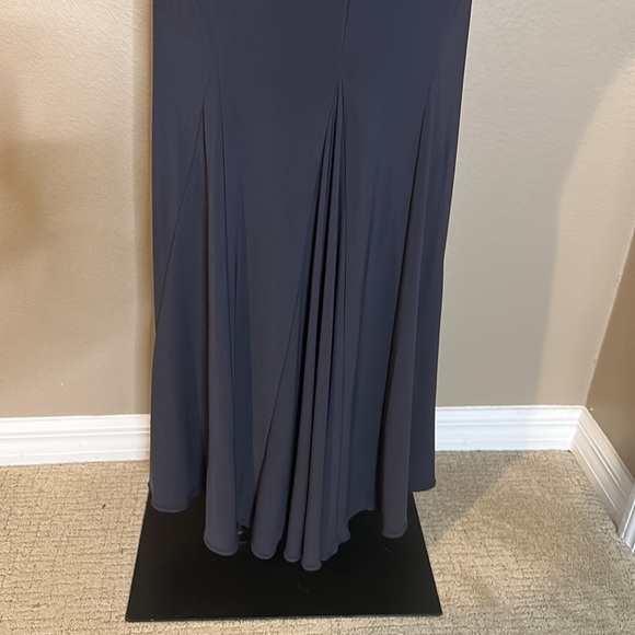 JOVANI Navy Plunging Neckline Gown with Gorgeous Rhinestone Detailing Size 2 - Picture 11 of 16